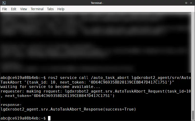 Screenshot of aborting the task