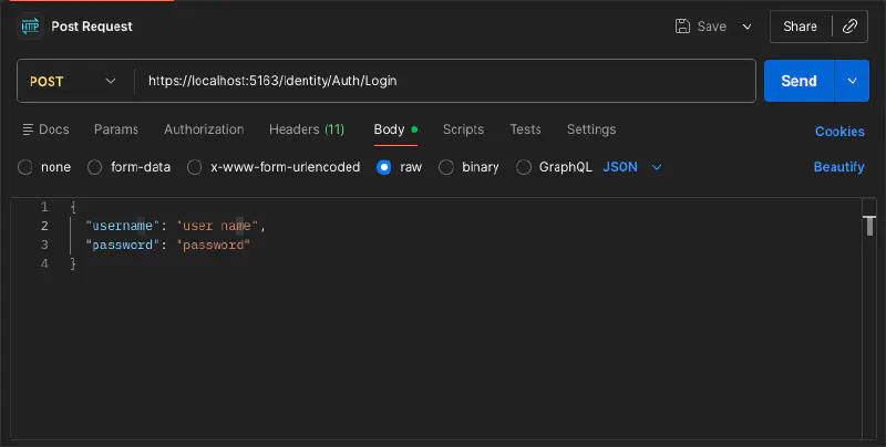 Screenshot of adding the body