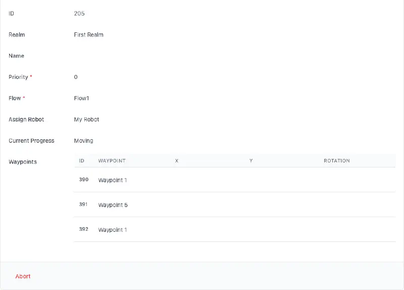 Screenshot of the task details page