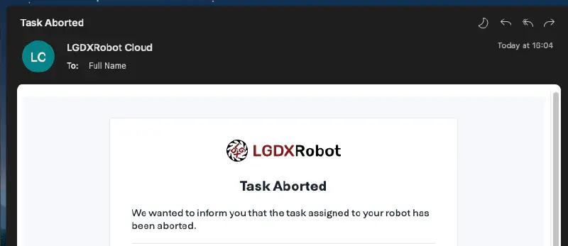 Screenshot of the email