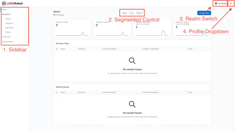 Screenshot of the home page