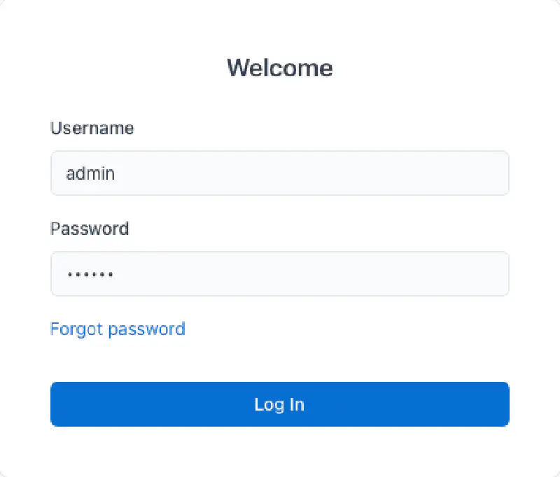 Screenshot of the login page